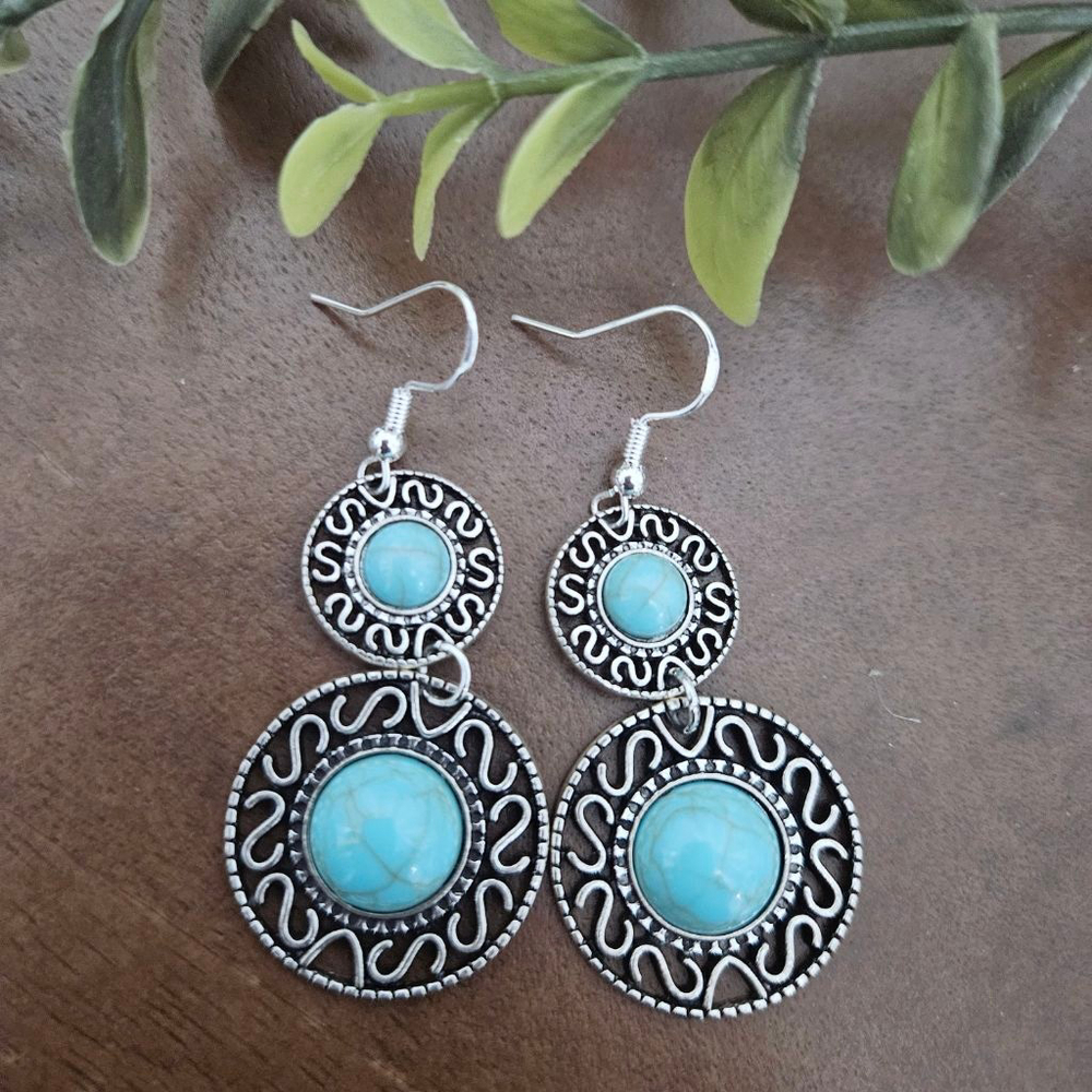 Boho Turquoise Handmade Sterling Silver Earrings